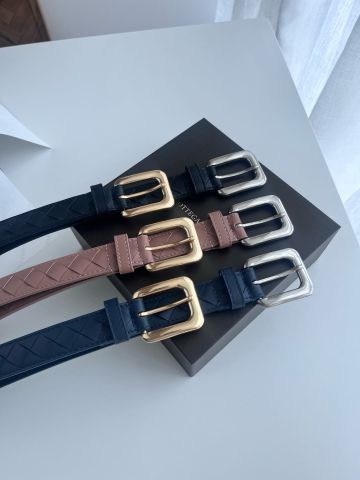 THẮT LƯNG NỮ B V WATCH BELT INTRECCIATO DA BÊ 2 MẶT – BẢN 2.5CM, KHÓA KIM LOẠI FORM VUÔNG BO GÓC