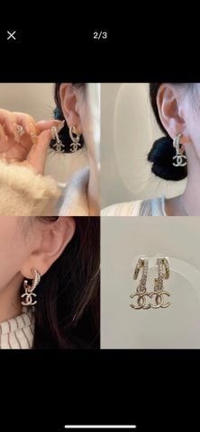 BÔNG TAI NỮ CN 26C DOUBLE HOOP ĐÍNH ĐÁ – BIỂU TƯỢNG DOUBLE C THANH LỊCH, LÊN TAI SÁNG SANG
