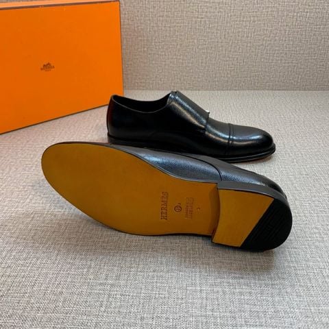 GIÀY TÂY NAM H M MONK STRAP 2 KHÓA DA BÒ DẬP VÂN ĐẾ DA NGUYÊN BẢN