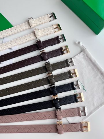 THẮT LƯNG NỮ B V INTRECCIO WOVEN WATCH BUCKLE DETAIL – DA BÊ Ý HAI MẶT, BẢN 2,5CM
