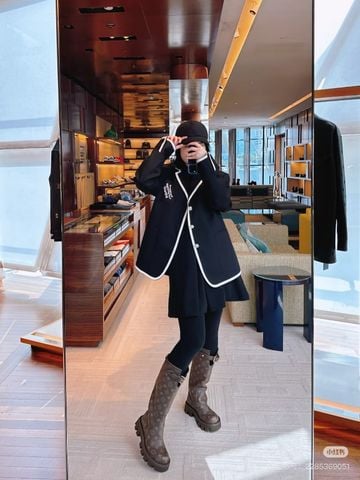 BOOT UNISEX L V MONOGRAM CANVAS ỐNG CAO