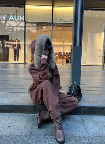 SET NỮ LOE CỔ LÔNG CÁO SIÊU SANG – FORM HOODIE + JOGGER GIỮ ẤM ĐẸP DÁNG