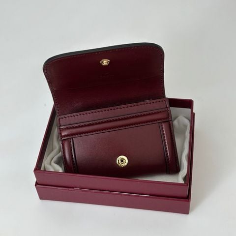 VÍ NỮ GUC DA LỲ MÀU RƯỢU VANG – LOGO DẬP NỔI, FORM MINI THANH LỊCH