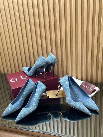 GIÀY CAO GÓT NỮ GC BOMBSHELL GG DENIM MŨI NHỌN GÓT KIM LOẠI