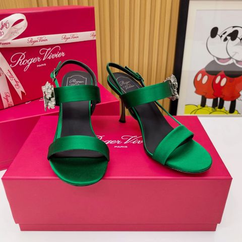 SANDAL CAO GÓT NỮ RV ĐÍNH HOA ĐÁ K9 MẶT LỤA SATIN DÁNG SLINGBACK