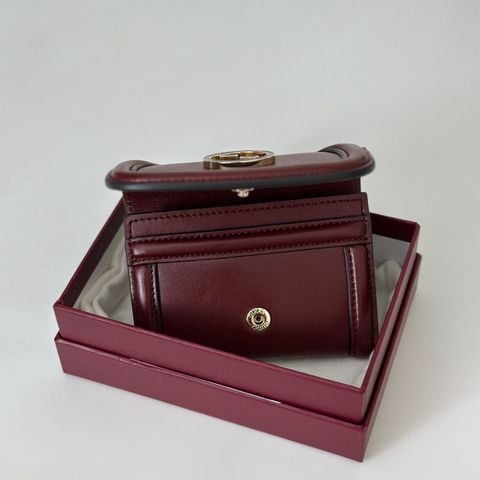 VÍ NỮ GUC MINI FLAP LOGO TRÒN – SẮC RƯỢU VANG THANH LỊCH