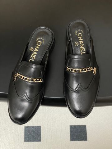 GIÀY SỤC NỮ CHNEL*  MULE LOAFER  – DÂY XÍCH & KHÓA CC, ĐẾ DÀY ÊM CHÂN*