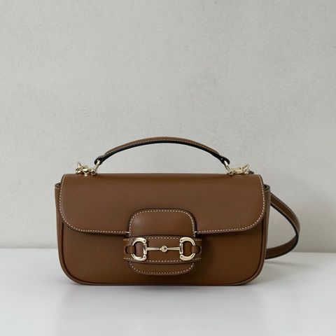 TÚI XÁCH NỮ GUC* HORSEBIT DA BÒ HẠT MÀU NÂU CAMEL – FORM MINI THANH LỊCH