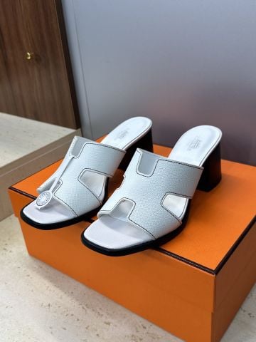 SANDAL CAO GÓT NỮ H M QUAI CHỮ H DA NHÁM SANG TRỌNG