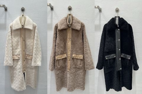 ÁO KHOÁC LÔNG CỪU NỮ DR DÁNG DÀI VÂN CANNAGE PHỐI CỔ LÔNG DÀY