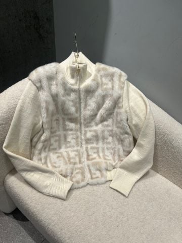 ÁO KHOÁC NỮ LP PHỐI LÔNG MỊN & LEN CASHMERE DÁNG BOMBER QUIET LUXURY