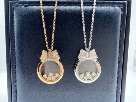 DÂY CHUYỀN NỮ C P HAPPY DIAMONDS MẶT NƠ ĐÍNH ĐÁ, 5 VIÊN ĐÁ CHUYỂN ĐỘNG