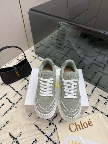 SNEAKER NỮ C L NAÂM DA LỘN MÀU ĐỘC LẠ – ĐẾ DÀY RIDGED SOLE 8CM