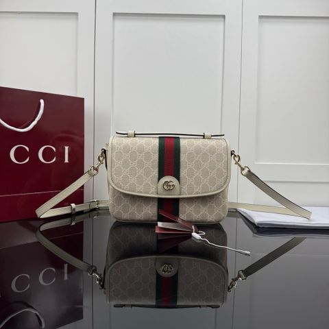 TÚI XÁCH NỮ GC OPHIDIA FLAP CANVAS MONOGRAM WEB SIGNATURE KHÓA ĐÔI BIỂU TƯỢNG