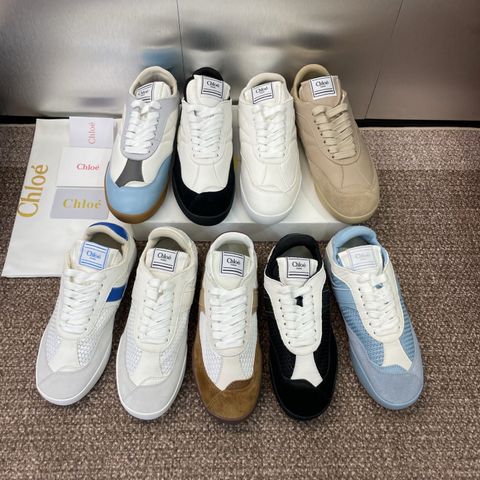GIÀY NỮ CHLO* RETRO TRAINER XANH PASTEL – DA BÊ & DA LỘN, ĐẾ TPU GUM