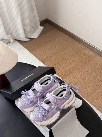 SANDAL NỮ C N PHOM CUT-OUT MESH PHỐI DA CỪU, ĐẾ KHỐI 7CM