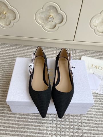 GIÀY SLINGBACK FLAT NỮ D* J’ADIOR MŨI NHỌN PHỐI NƠ RUY BĂNG THÊU THANH LỊCH