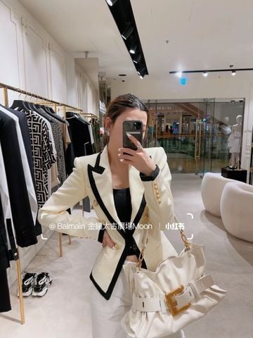 ÁO BLAZER NỮ BLM* VIỀN TƯƠNG PHẢN DOUBLE-BREASTED 6 NÚT PHOM SIẾT EO SANG TRỌNG