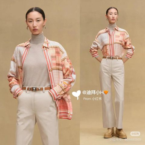 ÁO SƠ MI NỮ Herme*s 2025 BLOCK MÀU CAO CẤP