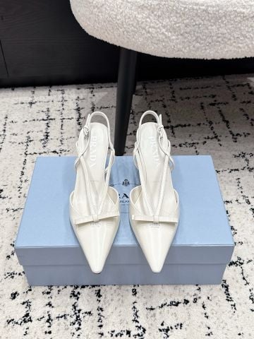 GIÀY CAO GÓT NỮ P R SLINGBACK MŨI NHỌN – CHI TIẾT NƠ MẢNH, GÓT 7.5CM