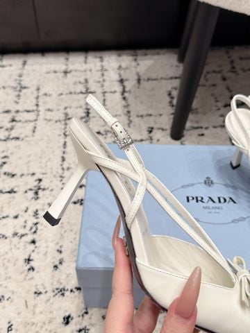 GIÀY CAO GÓT NỮ P R SLINGBACK MŨI NHỌN – CHI TIẾT NƠ MẢNH, GÓT 7.5CM
