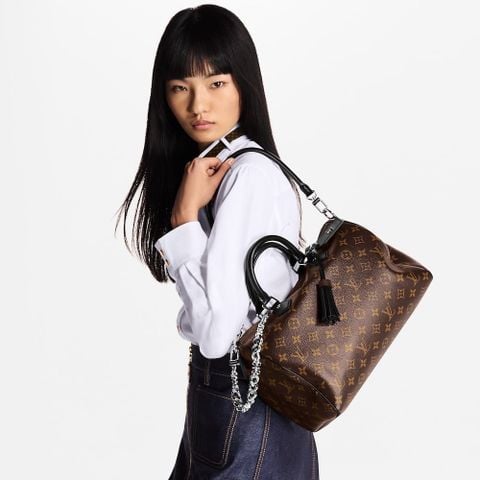 TÚI TRỐNG NAM NỮ L V SPEEDY SOFT 30 DARK MONOGRAM – PHOM BOSTON BAG KÈM CHAIN & TASSEL