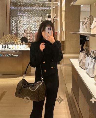 TÚI TRỐNG NAM NỮ L V SPEEDY SOFT 30 DARK MONOGRAM – PHOM BOSTON BAG KÈM CHAIN & TASSEL