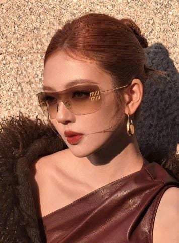 KÍNH MẮT NỮ MM DÁNG RIMLESS OVAL LOGO DỌC BẢN LỚN GỌNG KIM LOẠI SIÊU MẢNH