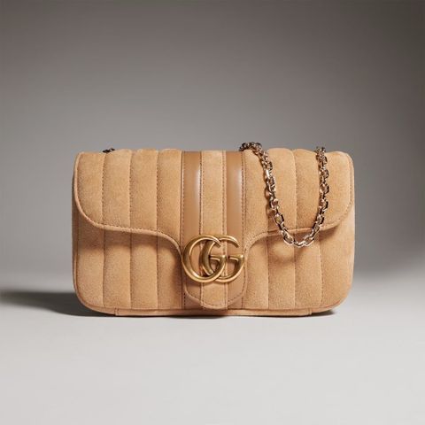 TÚI ĐEO VAI NỮ G C JETSET GG MARMONT SMALL – DA SUEDE CHẦN SỌC DỌC, DÂY XÍCH THÁO RỜI