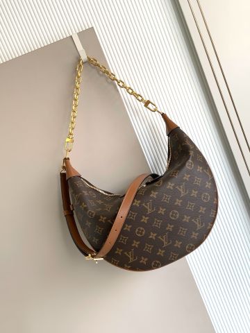 TÚI XÁCH NỮ L V LOOP HOBO – COATED CANVAS MONOGRAM PHỐI REVERSE, PHOM BÁN NGUYỆT