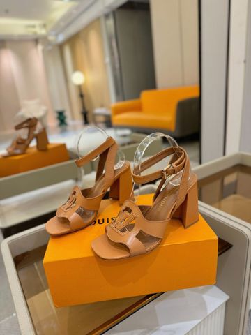 SANDAL CAO GÓT NỮ LV* – DA VÂN NỔI CAO CẤP, GÓT KHỐI 9CM