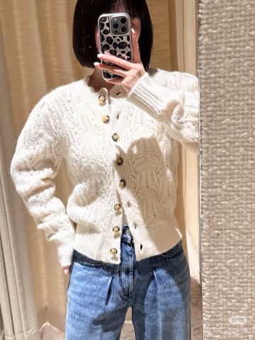 ÁO LEN CARDIGAN NỮ VIBE PARIS – CỔ TRÒN VIỀN HOA, DỆT LỖ THANH LỊCH