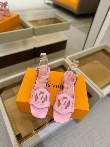 SANDAL CAO GÓT NỮ LV* – DA VÂN NỔI CAO CẤP, GÓT KHỐI 5,5cm