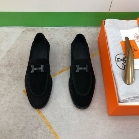 Giày nam loafer Herme* da bê lộn đế  da thủ công