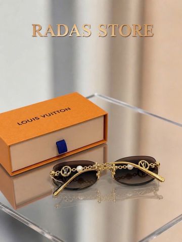 KÍNH MẮT NỮ L V JEWEL PEARL SQUARE RIMLESS PHỐI NGỌC TRAI – TRÒNG MONOGRAM SANG TRỌNG SIÊU CUỐN HÚT