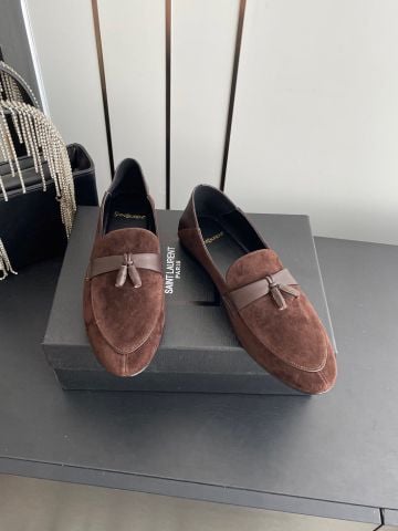 GIÀY NỮ YSL LOAFER DA LỘN PHOM THON TUA RUA THANH LỊCH