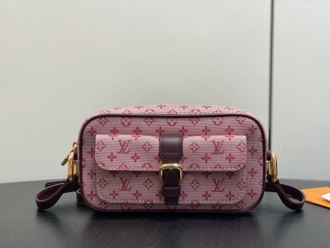 TÚI CAMERA NAM NỮ L V PHONG CÁCH VINTAGE DENIM PHỐI DA BÒ