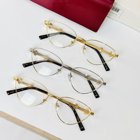 KÍNH CLEAR NỮ G C HORSEBIT METAL FRAME – DÁNG OVAL CAT-EYE THANH MẢNH, SANG RẤT TÔN MẶT