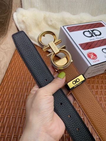 THẮT LƯNG UNISEX FRG KHÓA GANCINI BIỂU TƯỢNG – DÂY DA HAI MẶT BẢN 3.5CM