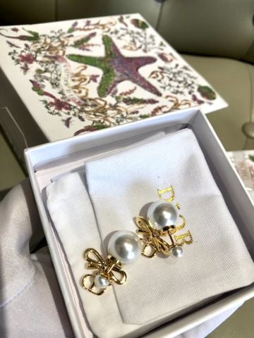 HOA TAI NỮ D R TRIBALES DÁNG EAR JACKET – DOUBLE PEARL, BOW MOTIF & CD CHARM