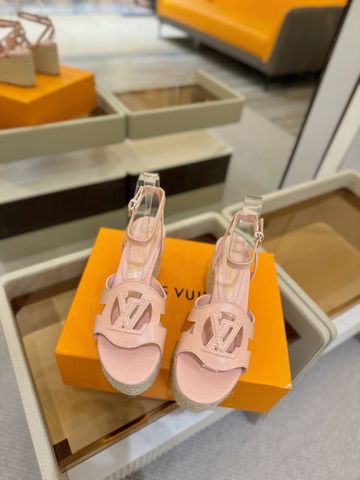 SANDAL ĐẾ XUỒNG NỮ LV* ESPADRILLE TRẮNG – LOGO CẮT TINH XẢO