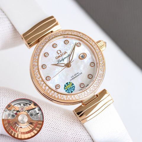 ĐỒNG HỒ NỮ OMEG* LADYMATIC TỰ ĐỘNG – KÍNH SAPPHIRE, MẶT KHẢM XÀ CỪ 34MM