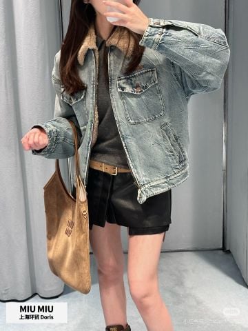 ÁO KHOÁC JEANS NAM NỮ MM CỔ LÔNG CỪU LÓT TEDDY ẤM ÁP – FORM BOMBER CÁ TÍNH
