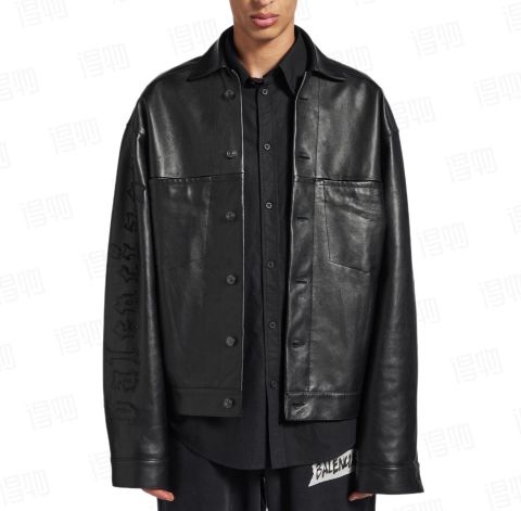 ÁO KHOÁC DA NAM BLCG DÁNG CỔ BẺ – THÊU NỔI TAY ÁO, FORM OVERSHIRT SANG LÌ