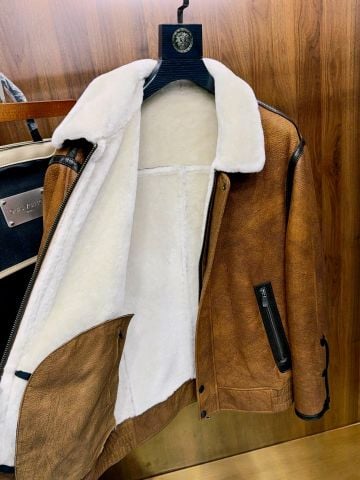 ÁO KHOÁC DA LỘN NAM LÓT LÔNG CỪU 1 LỚP – HIỆU ỨNG CỔ ĐIỂN LÀM CŨ, CỔ BẺ LÓT LÔNG SANG TRỌNG