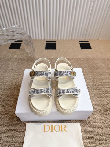 SANDAL NỮ DIORR ĐẾ CAO JACQUARD OBLIQUE KEM – KHÓA KIM LOẠI VÀNG