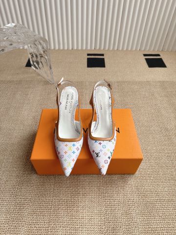 GIÀY CAO GÓT NỮ LV* MŨI NHỌN SLINGBACK MONOGRAM ĐA SẮC – GÓT 8.5CM