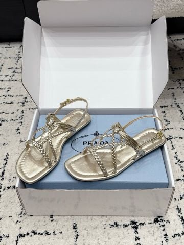 SANDAL NỮ P R D 26 DÁNG BỆT RETRO ĐAN DÂY THỦ CÔNG
