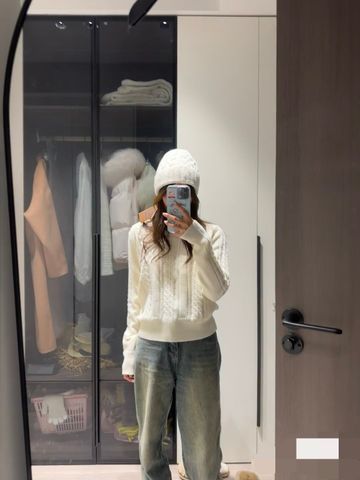 ÁO LEN NỮ CHAN CỔ TRÒN CASHMERE PHA LỤA — DỆT CÁP TINH XẢO