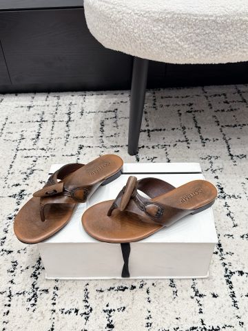 DÉP XỎ NGÓN NỮ T T M TOGGLE LEATHER SLIDES – PHOM MẢNH SANG, CHẤT DA HIỆU ỨNG VÂN CỰC CUỐN